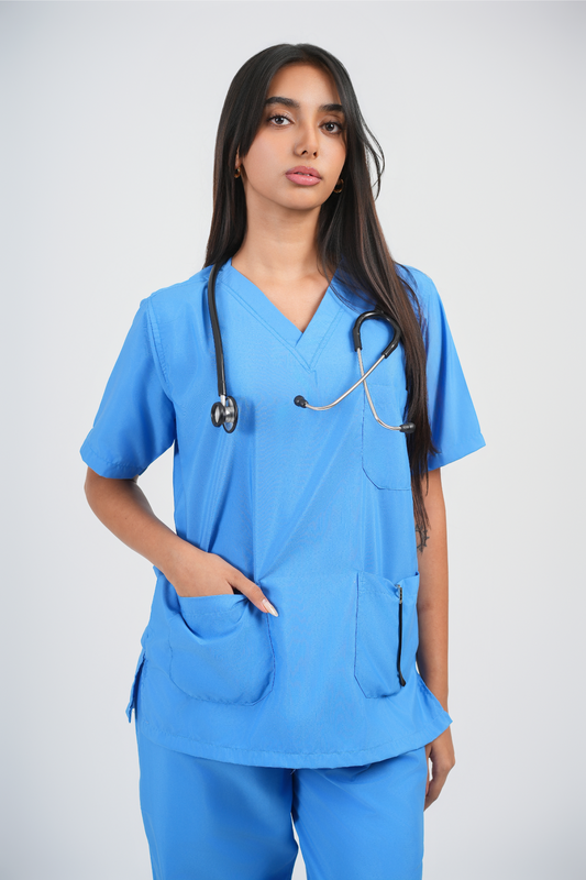 Female Scrub Suit 5 Pocket - Sky Blue