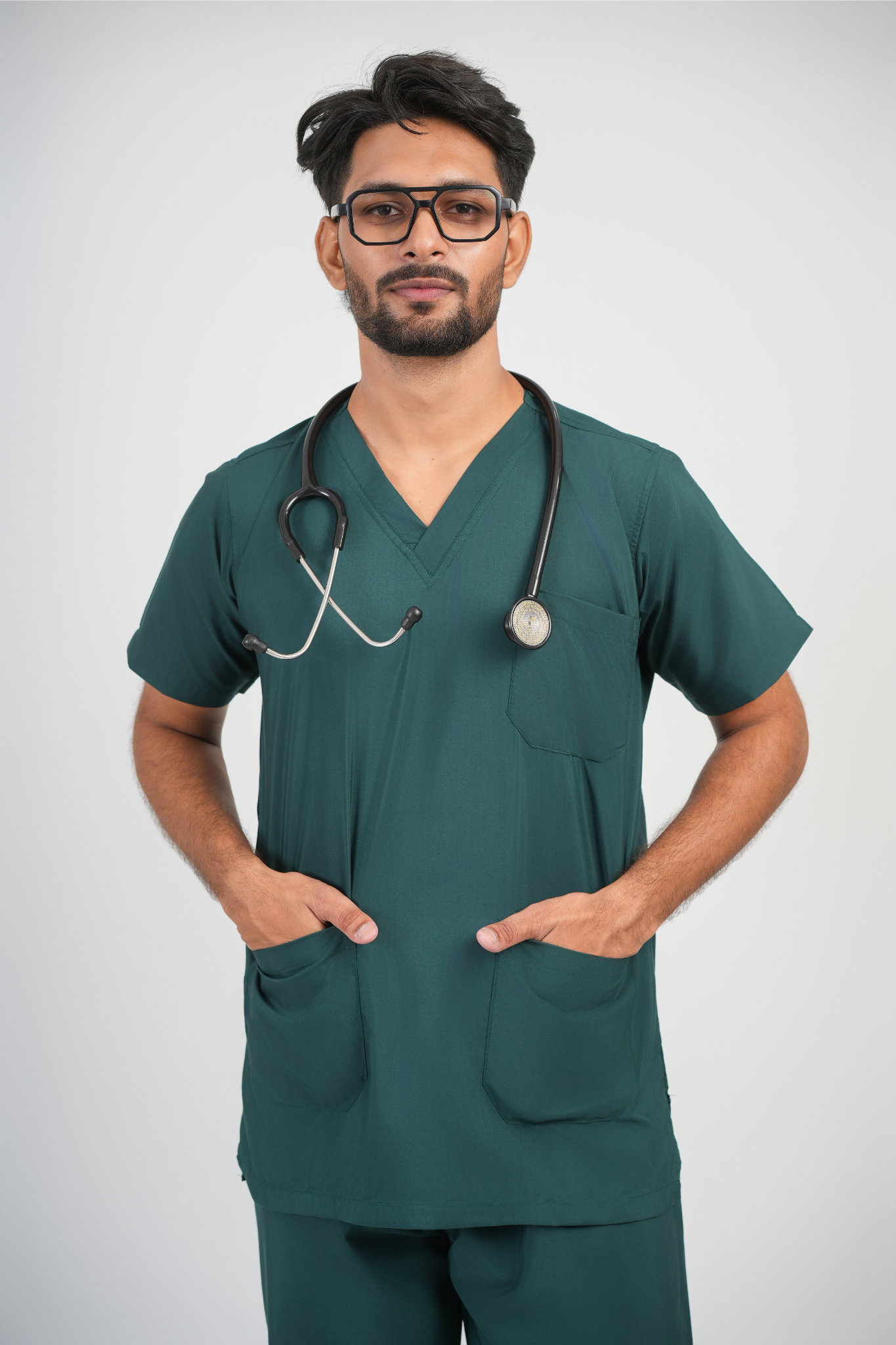Male Scrub Suit 5 Pocket - Bottle Green