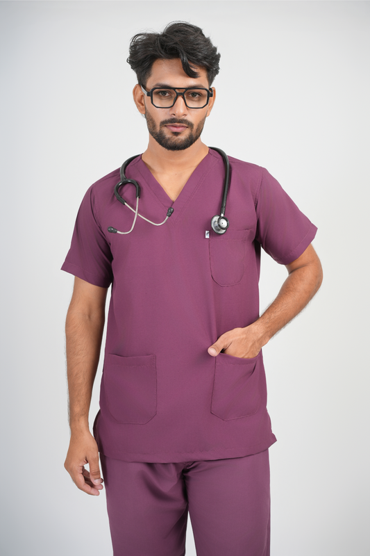 Male Scrub Suit 5 Pocket - Wine