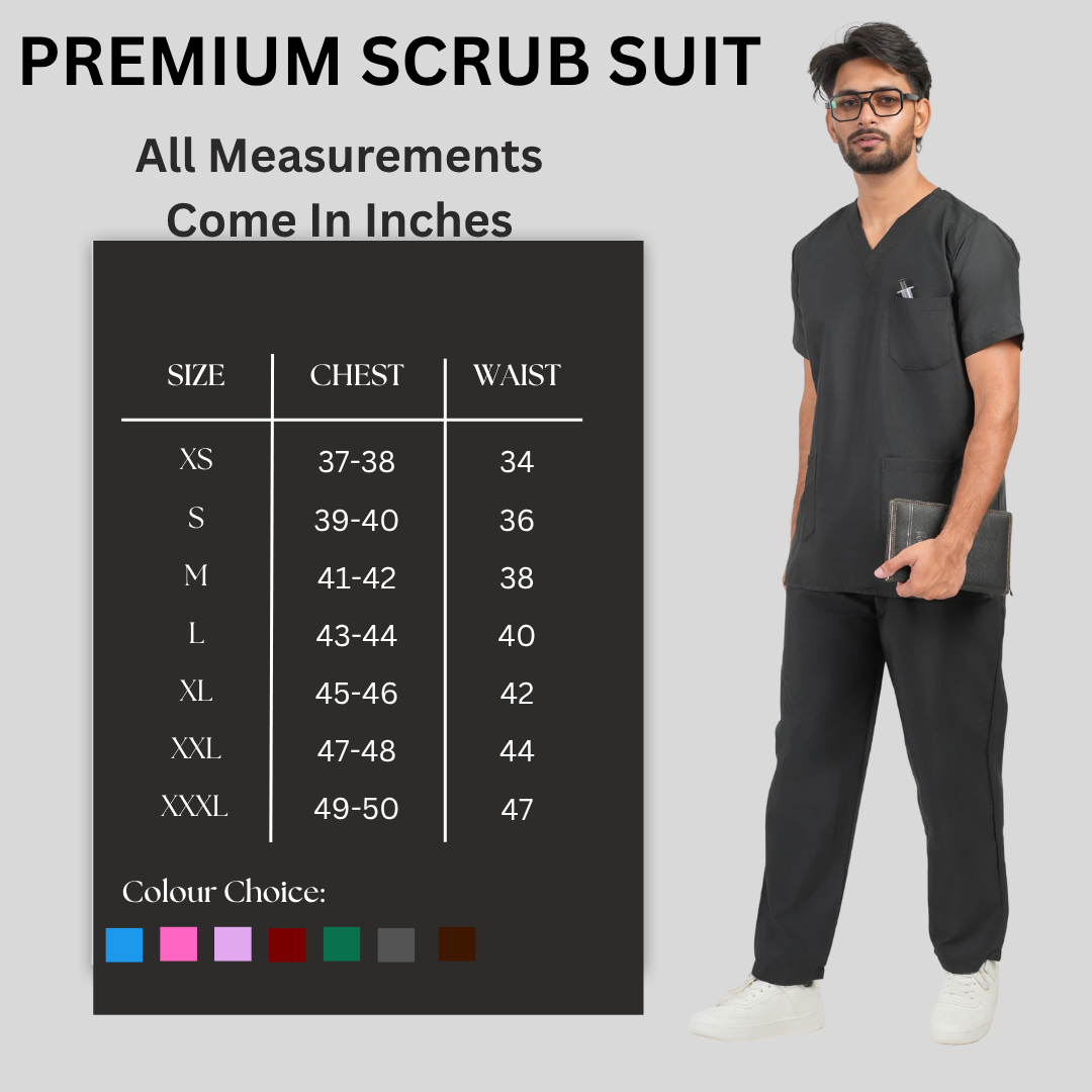 Male Scrub Suit 5 Pocket - Black