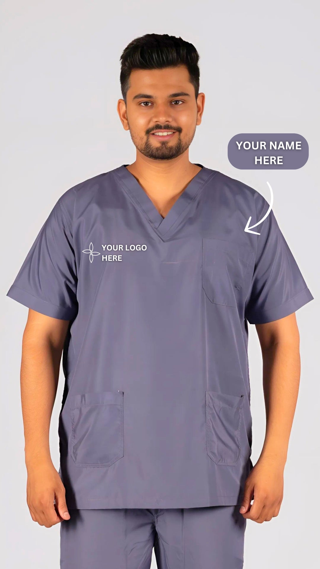 Male Scrub Suit 5 Pocket - Grey