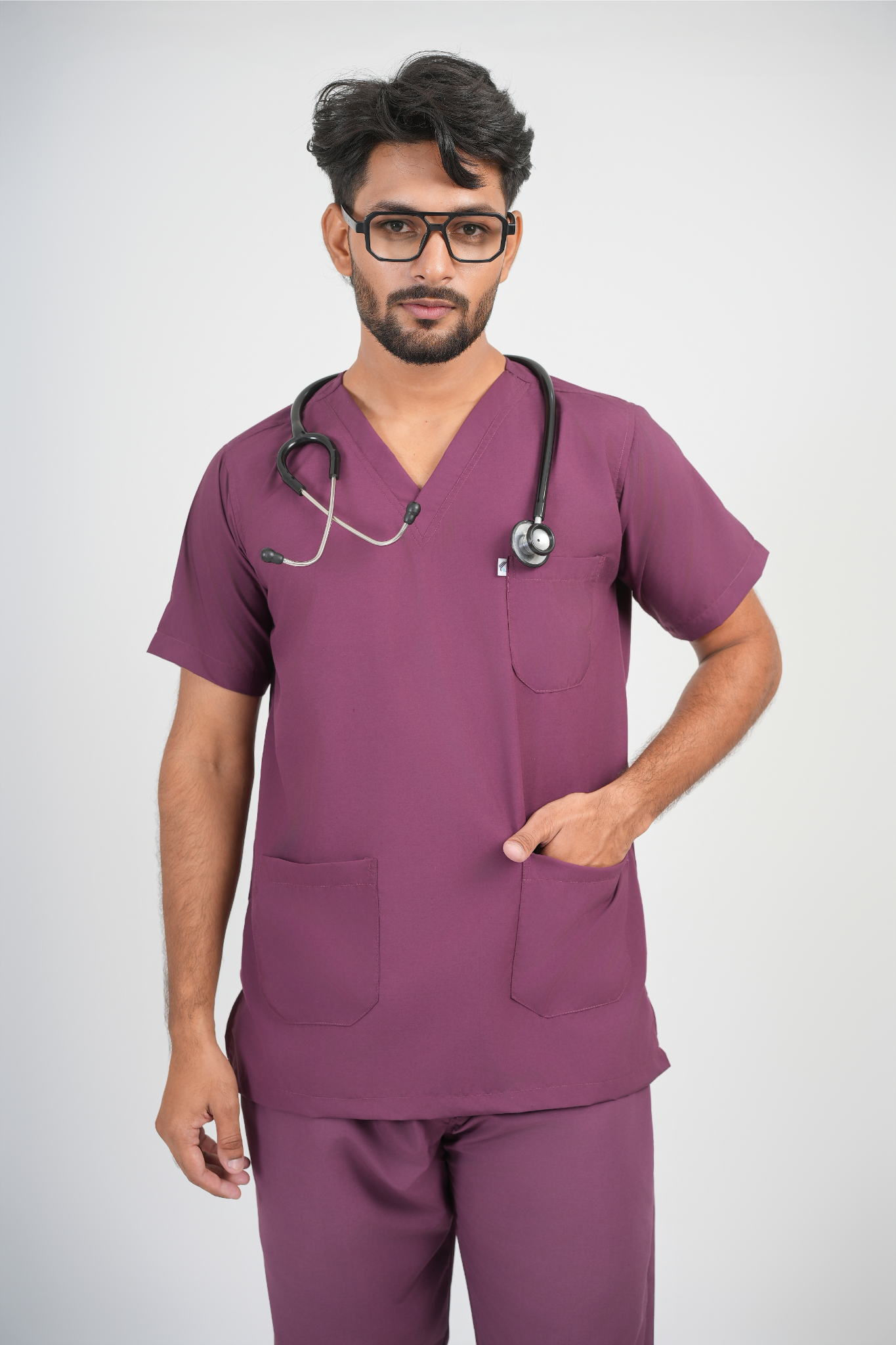 Male Scrub Suit 5 Pocket - Wine