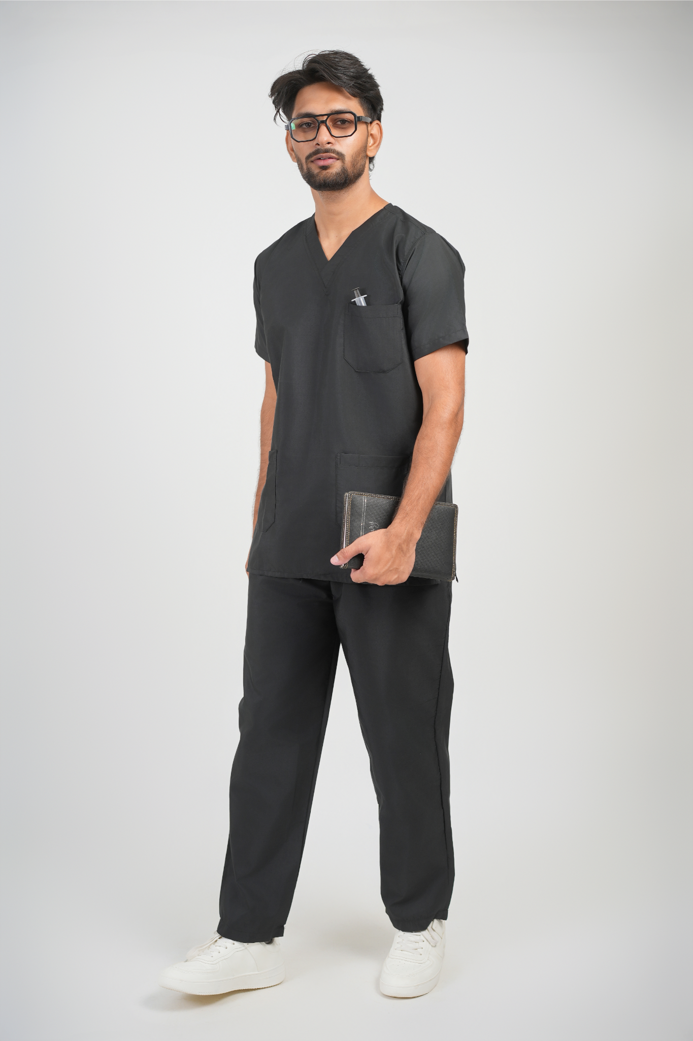 Black Male Scrub Suit with 5 Pockets
