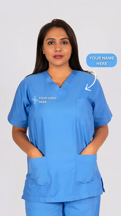 Female Scrub Suit 5 Pocket - Sky Blue