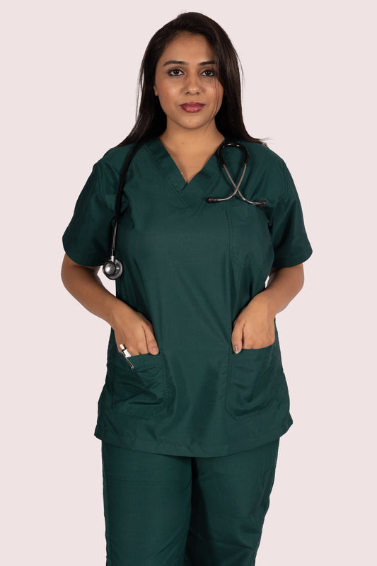 Female Scrub Suit 5 Pocket - Bottle Green