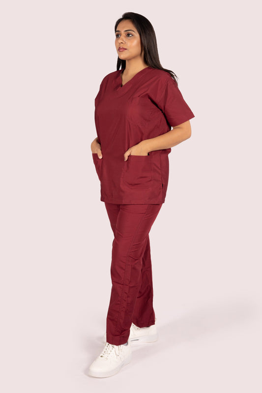 Female Scrub Suit 5 Pocket - Maroon