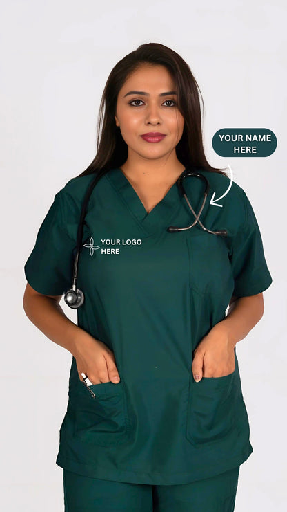 Female Scrub Suit 5 Pocket - Bottle Green