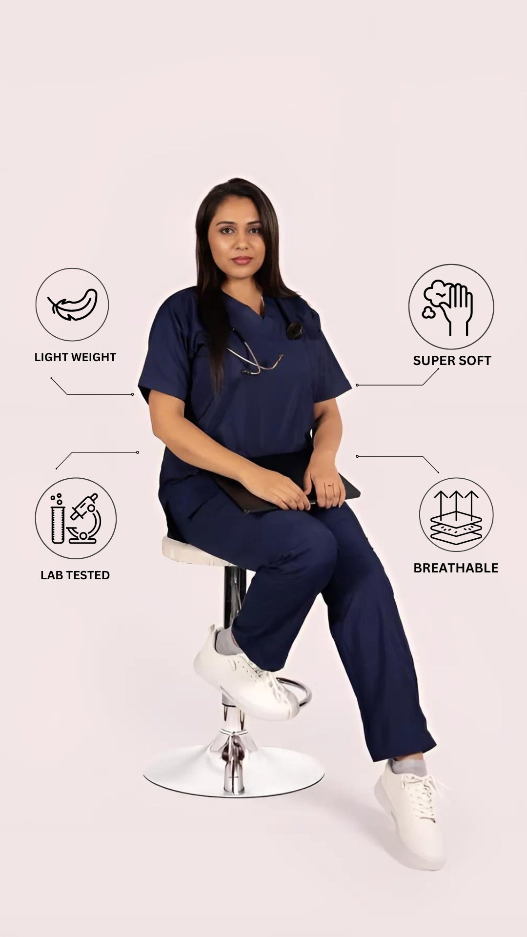 Female Scrub Suit 5 Pocket - Navy Blue