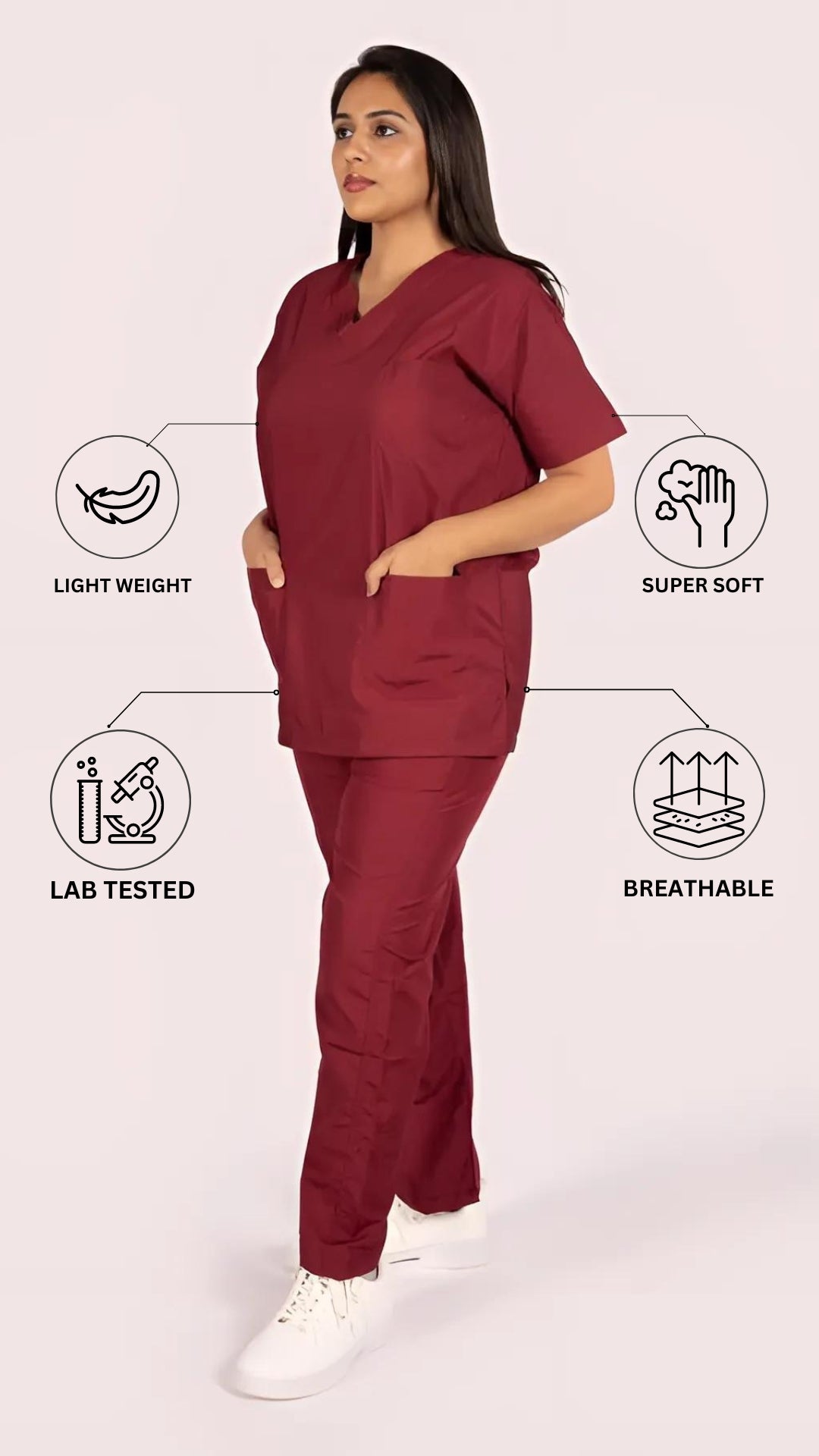 Female Scrub Suit 5 Pocket - Maroon