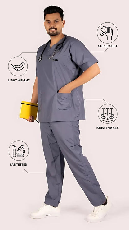 Male Scrub Suit 5 Pocket - Grey