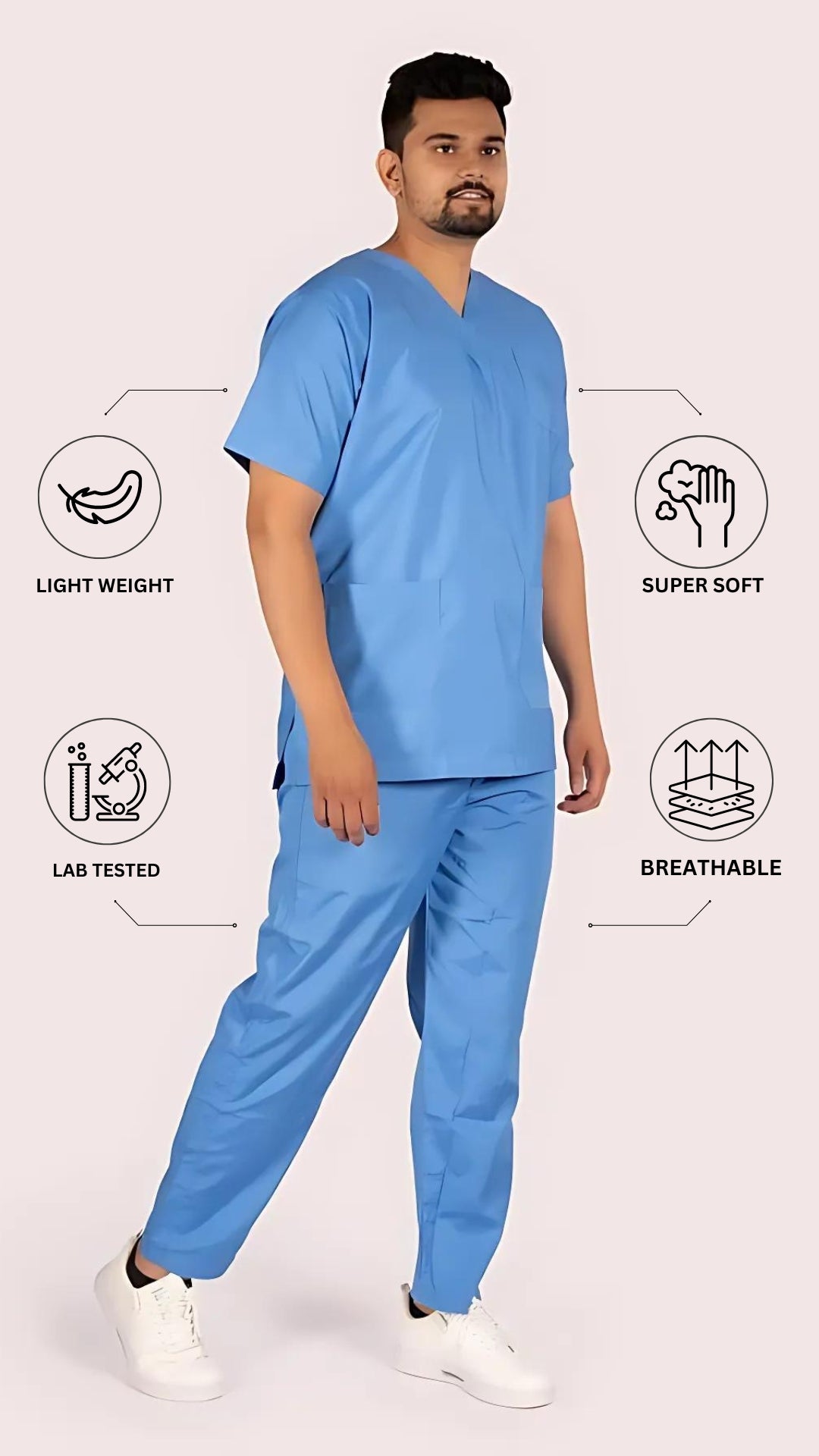 Male Scrub Suit 5 Pocket - Sky Blue