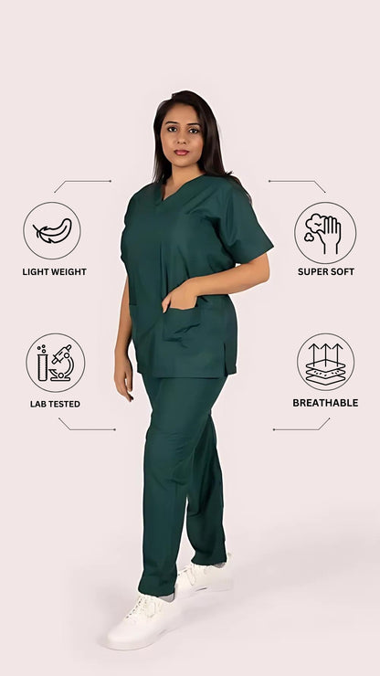 Female Scrub Suit 5 Pocket - Bottle Green